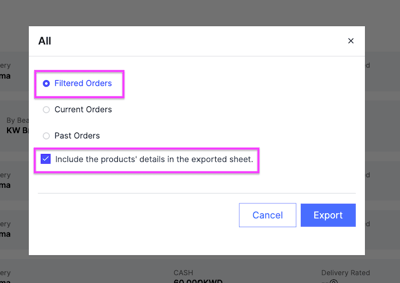 The option to include product details in the sheet