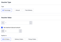 Setting a percentage voucher