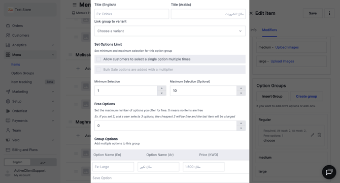 The Create Group form