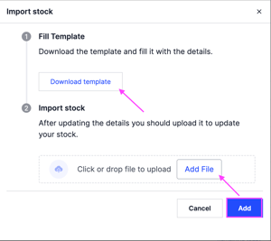 Uploading the filled stock template