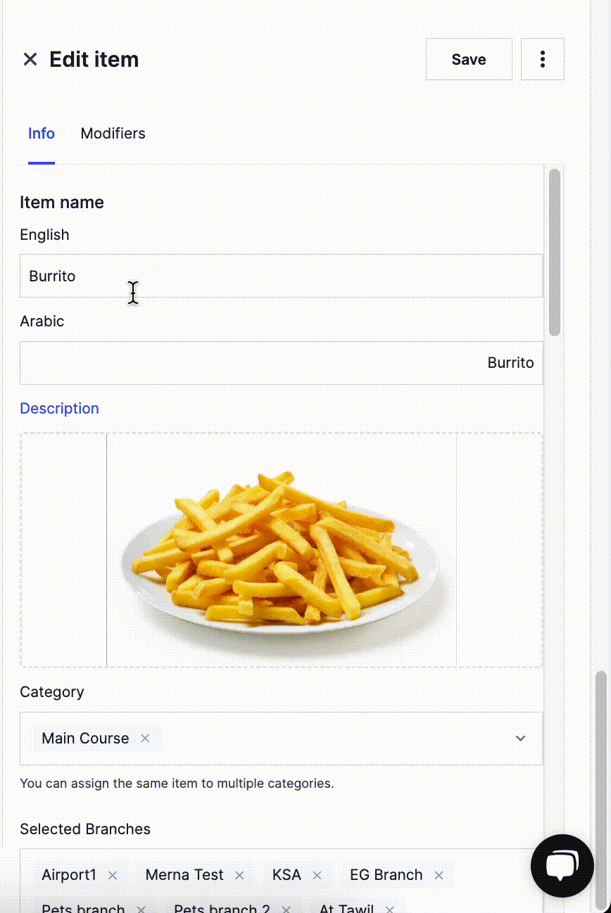 Choosing the categories an item appears under