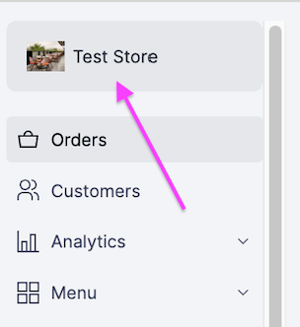 The store name in the dashboard
