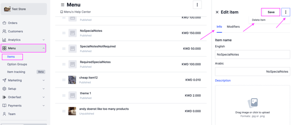 Confirming the deletion of an item