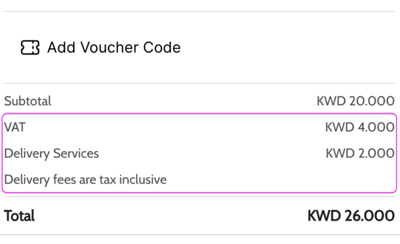VAT on the order summary