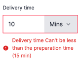 Saving the zone with the new delivery time