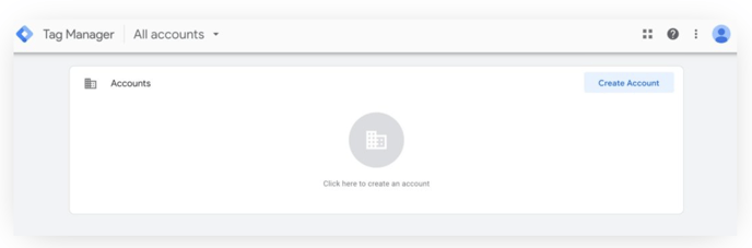The Create Account button in Google Tag Manager