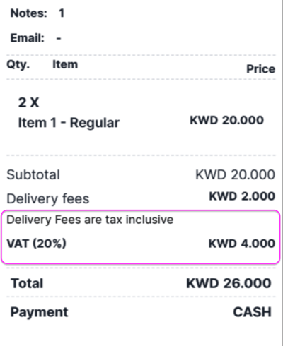 VAT on a thermal printed receipt