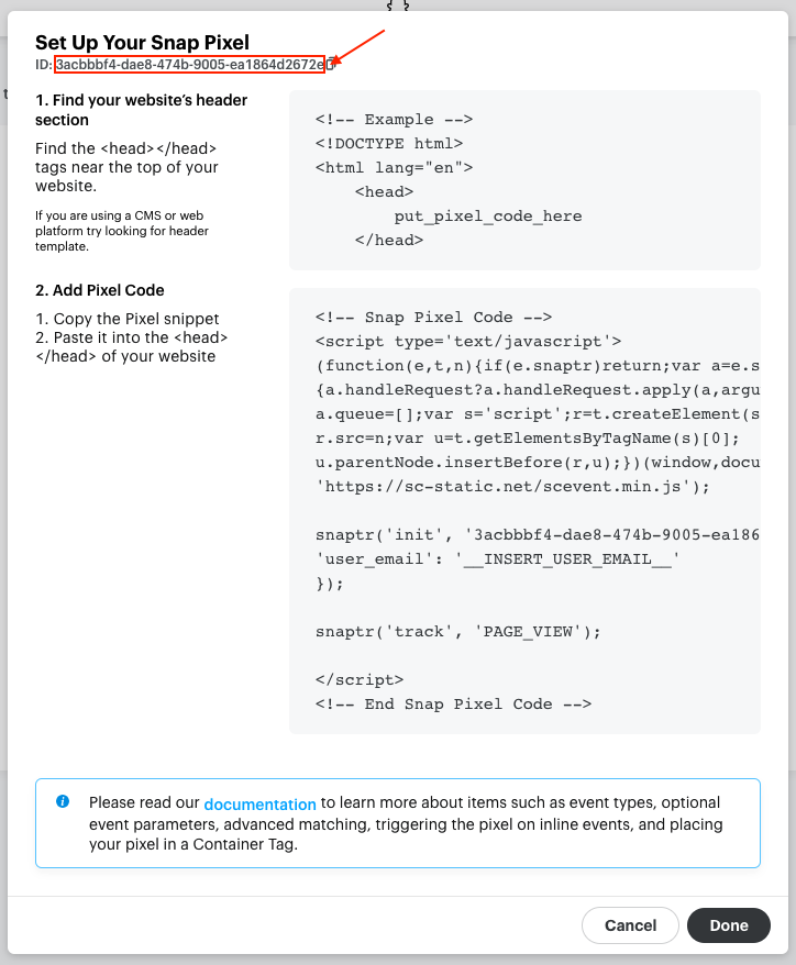 The Snapchat pixel code ready to copy