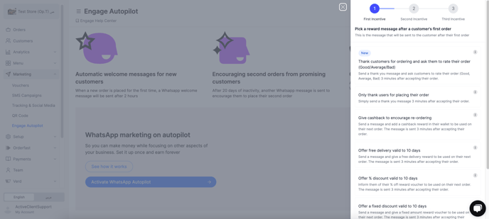 Choosing the message type to send