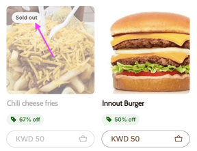An item marked as sold out