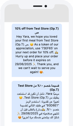The percentage discount message