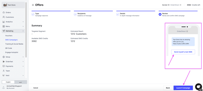 Reviewing the campaign and launching it