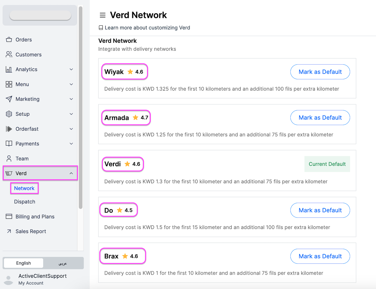 Courier ratings in the assign window