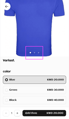 The item images on the website