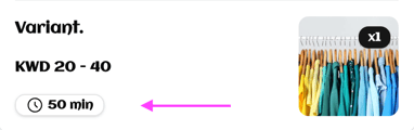 Variant preparation times shown on the website