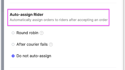 The Auto-assign Rider options