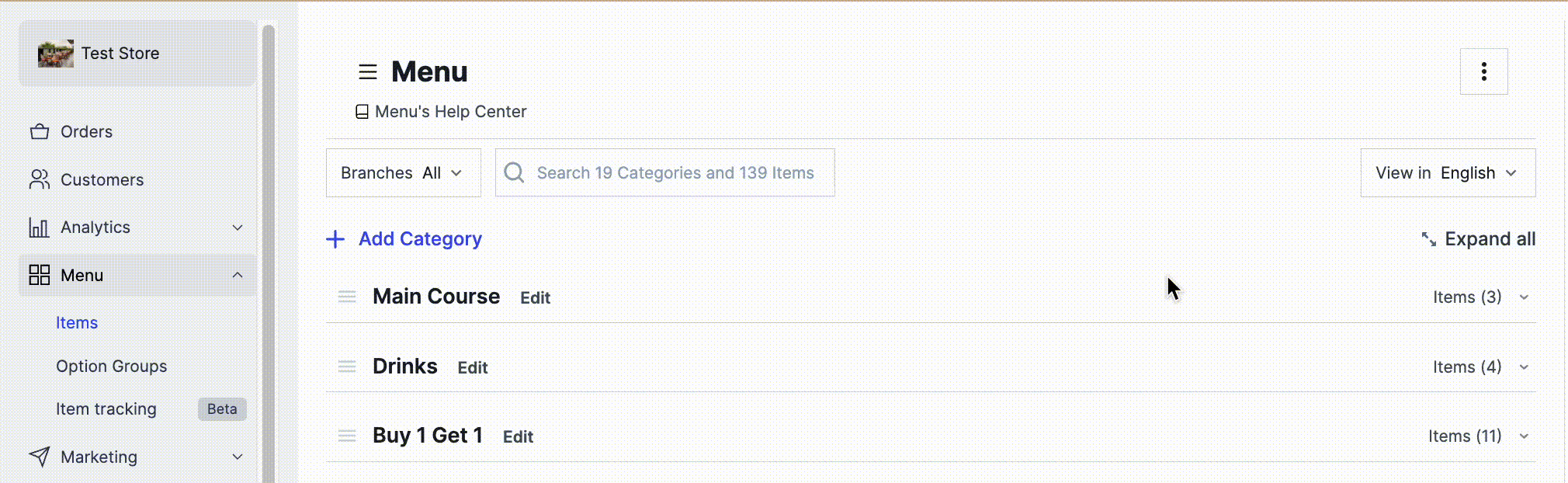 Exporting the catalog from the Menu options