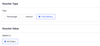 Setting a free delivery voucher