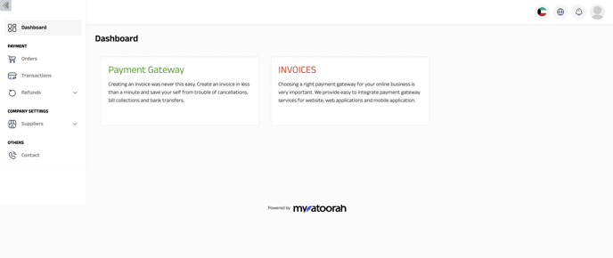 The My Fatoorah dashboard
