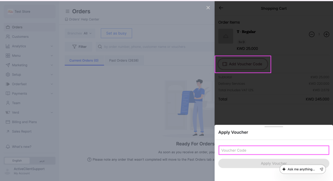 The cart, payment method and voucher code