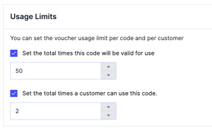 The usage limit settings